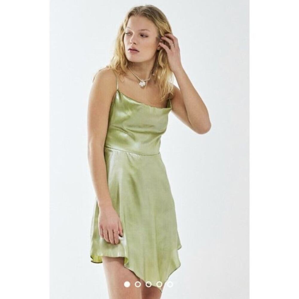 Urban Outfitters Shiny Satin Asymmetrical Mallory Mini Dress Size Small